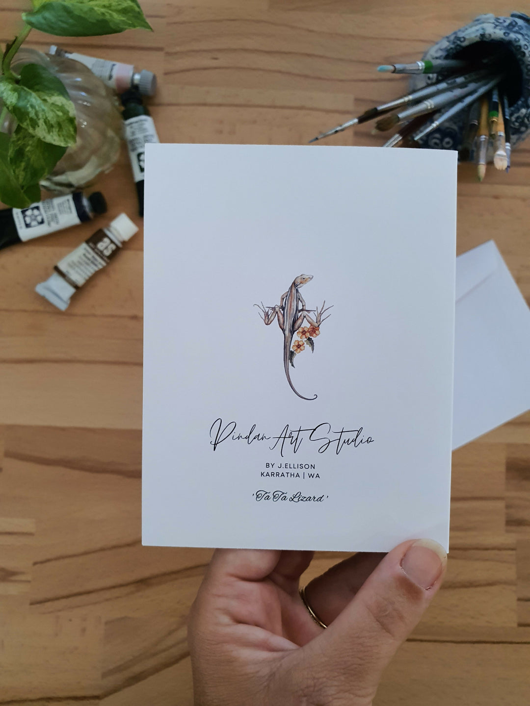 Ta Ta Lizard | Blank Greeting Card