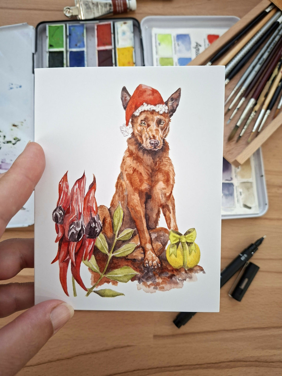 Christmas Red Dog | Blank Greeting Card