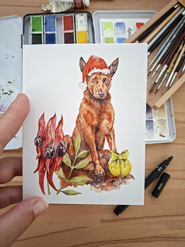 Christmas Red Dog | Blank Greeting Card