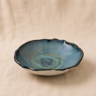 Blue Halo Serving Bowl