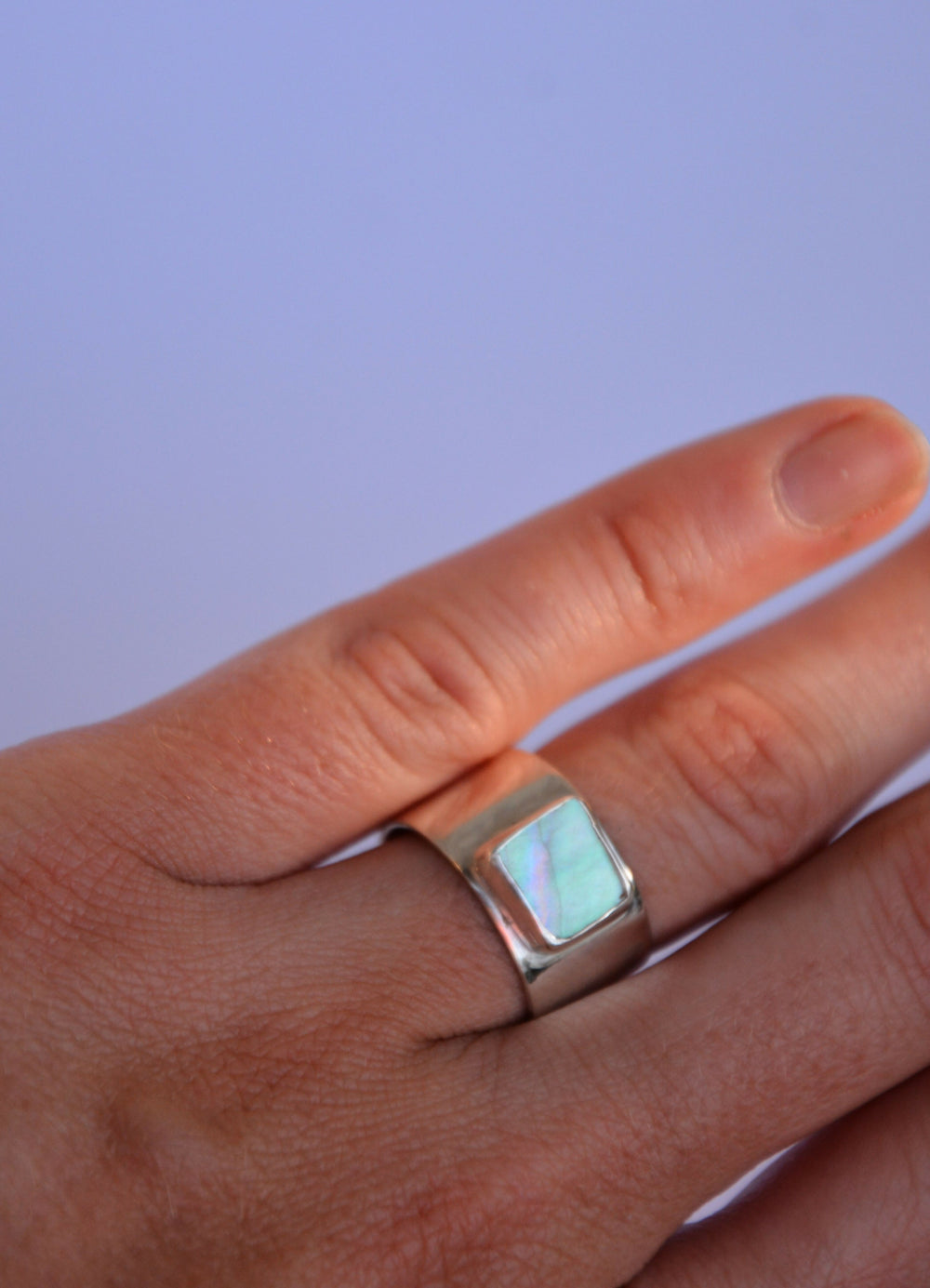 Abalone Large Square Ring