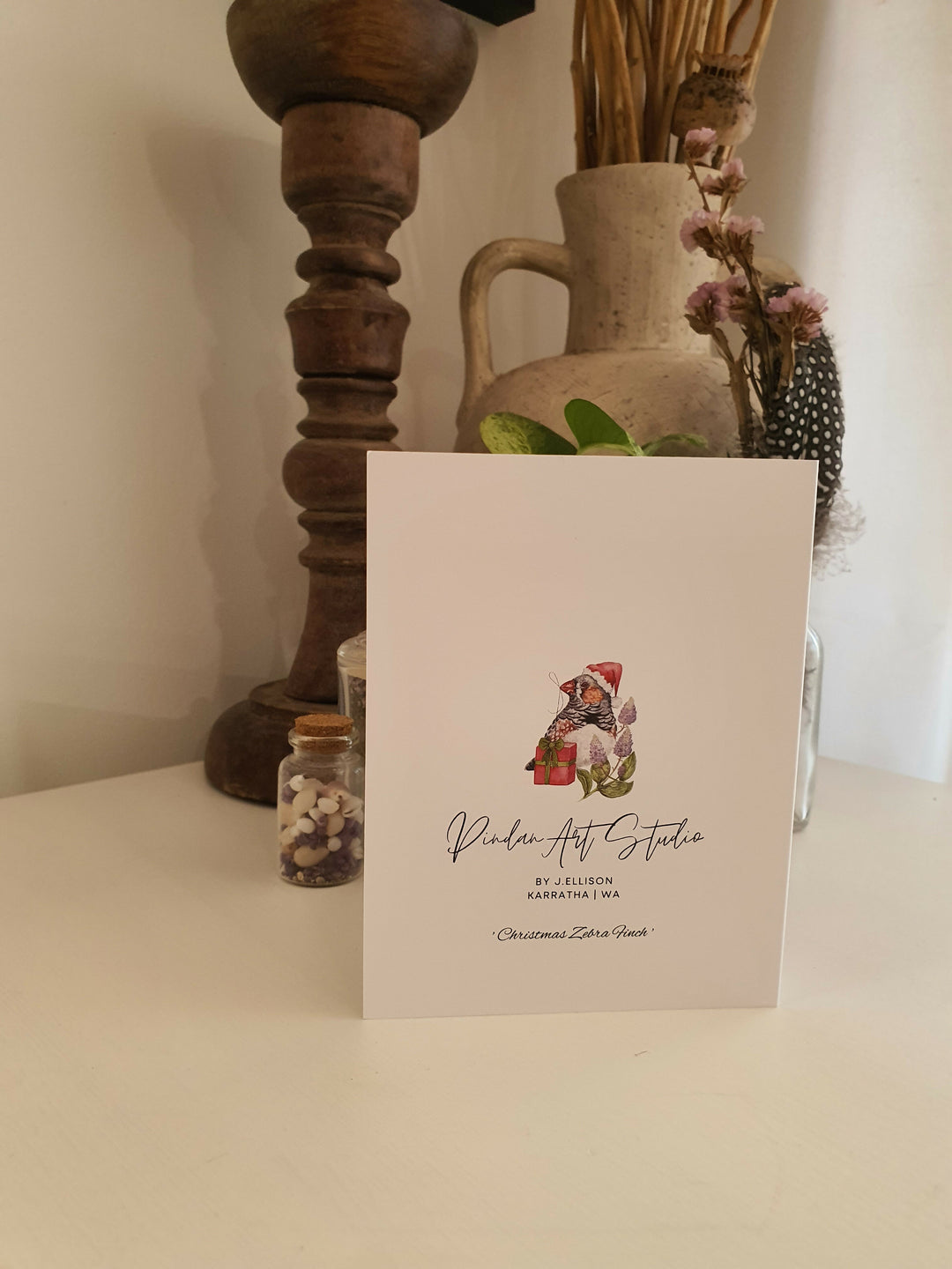 Christmas Zebra Finch | Blank Greeting Card
